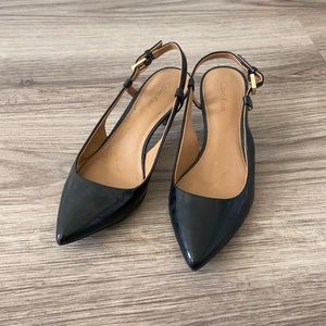 Black Calvin Klein slingback kitten heels